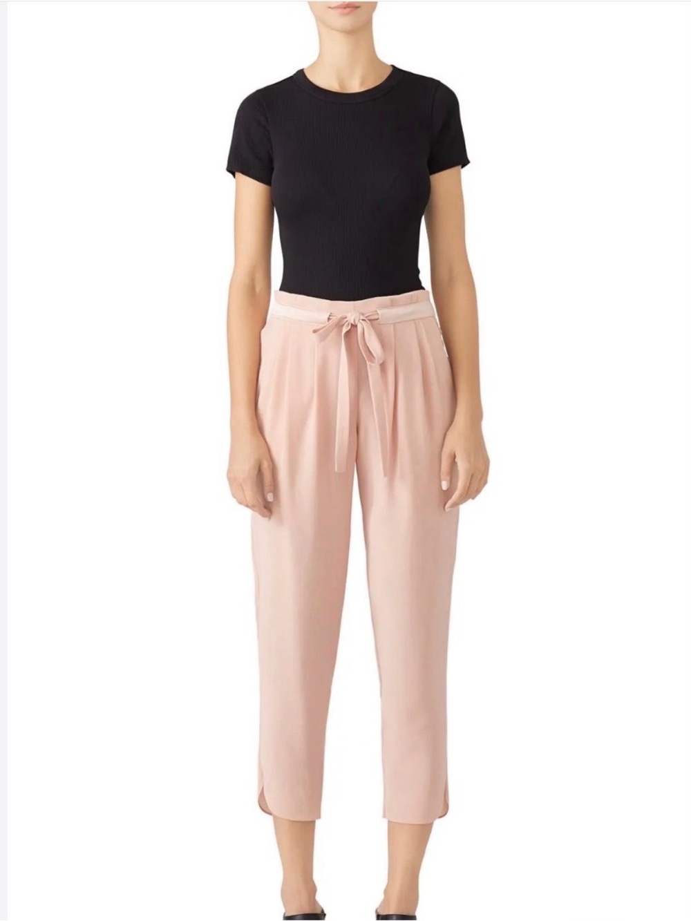 Ramy Brook Tie Waist Cropped Pants Blush Pink XS